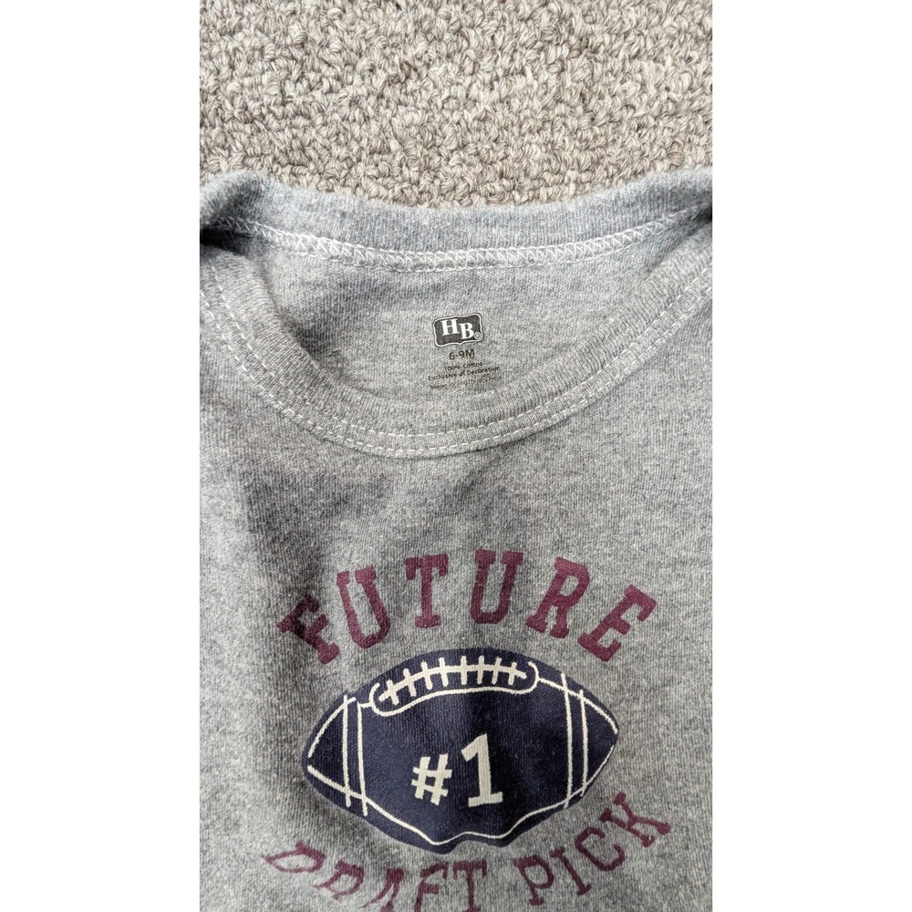 HB Baby Boys Gray Future‎ Draft Pick Football Graphic Bodysuit 6-9M